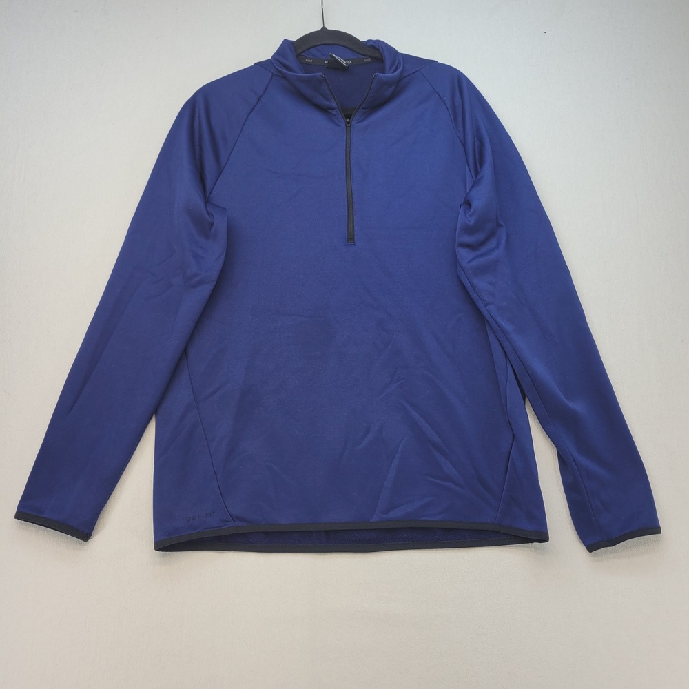 Nike 1/4 Zip Pullover Men Medium Blue Dri-FIT Fleece Lined DM1108-492 Activewear